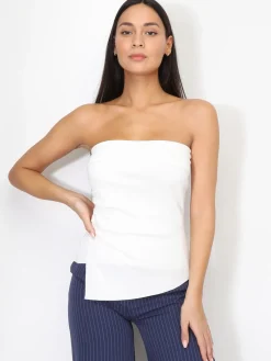 Discount La Modeuse Bustier asymétrique à fronces Blanc