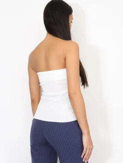 Discount La Modeuse Bustier asymétrique à fronces Blanc
