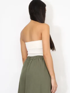 Sale La Modeuse Bustier asymétrique à fronces Beige
