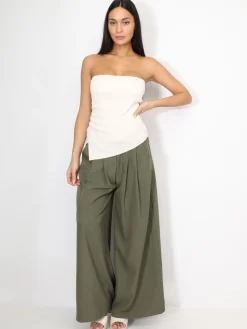 Sale La Modeuse Bustier asymétrique à fronces Beige