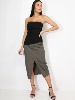 Best La Modeuse Bustier asymétrique à fronces Noir