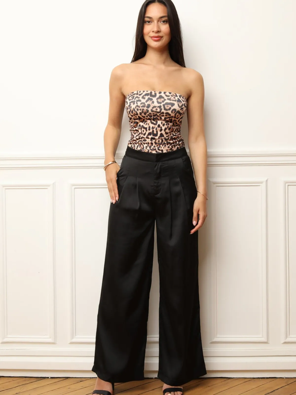 Hot La Modeuse Bustier asymétrique à motif animal Taupe