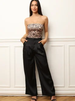 Hot La Modeuse Bustier asymétrique à motif animal Taupe