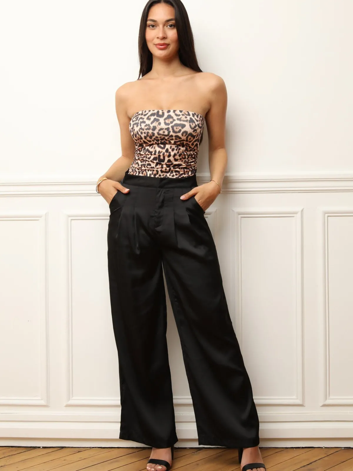 Hot La Modeuse Bustier asymétrique à motif animal Taupe