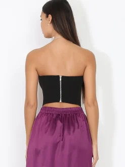 Clearance La Modeuse Bustier court corset à zip Noir