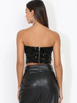 Clearance La Modeuse Bustier en velours brodé de sequins Noir
