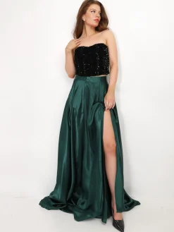 Clearance La Modeuse Bustier en velours brodé de sequins Noir