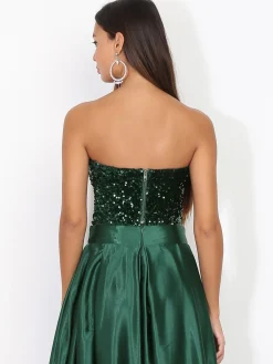 Sale La Modeuse Bustier en velours brodé de sequins Vertfoncé