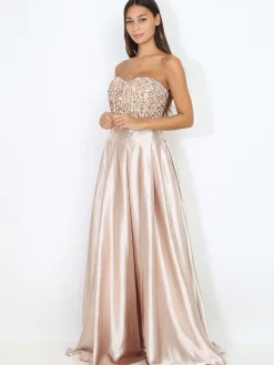 Best La Modeuse Bustier en velours brodé de sequins Beige