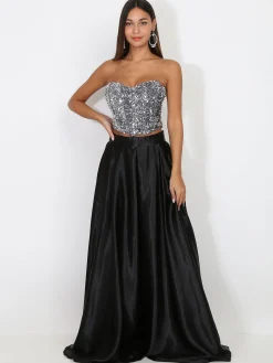 Discount La Modeuse Bustier en velours brodé de sequins Argenté
