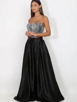 Discount La Modeuse Bustier en velours brodé de sequins Argenté