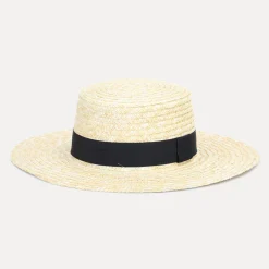 Sale La Modeuse Canotier en paille avec ruban Noir