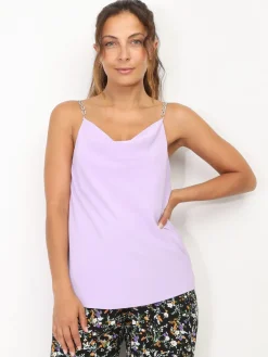 Clearance La Modeuse Caraco à bretelles en strass Violetclair