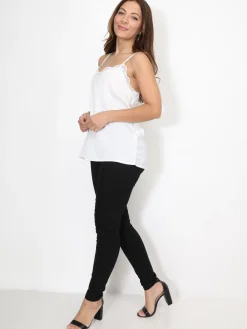 Outlet La Modeuse Caraco à dentelle et strass Blanc