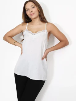 Outlet La Modeuse Caraco à dentelle et strass Blanc