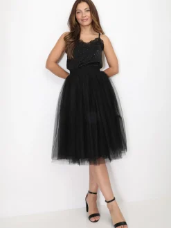 Clearance La Modeuse Caraco à dentelle et strass Noir