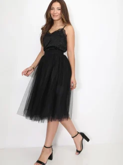 Clearance La Modeuse Caraco à dentelle et strass Noir