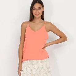 Online La Modeuse Caraco avec liseré doré Corail