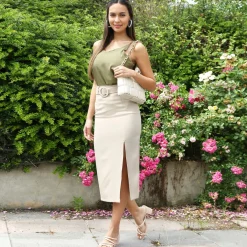 Clearance La Modeuse Caraco avec liseré doré Kaki