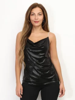 Online La Modeuse Caraco bénitier effet lamé Noir