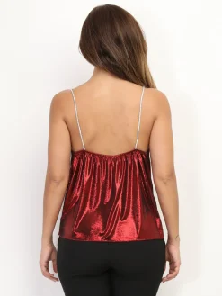 New La Modeuse Caraco bénitier effet lamé Rouge