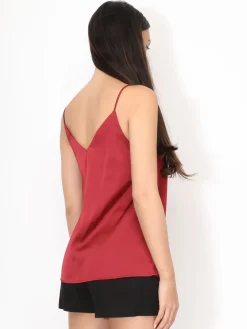La Modeuse Caraco satiné à col V Rougefoncé