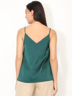 Discount La Modeuse Caraco satiné à col V Vertfoncé
