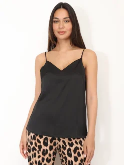 Discount La Modeuse Caraco satiné à col V Noir