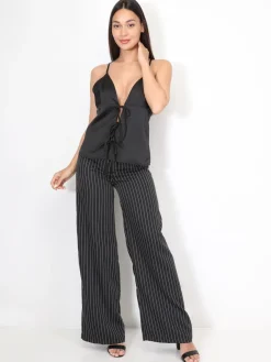 Online La Modeuse Caraco satiné à nouer Noir
