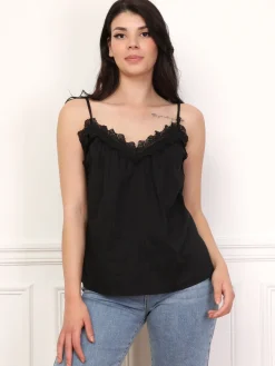 Sale La Modeuse Caraco texturé à détail crochet Noir