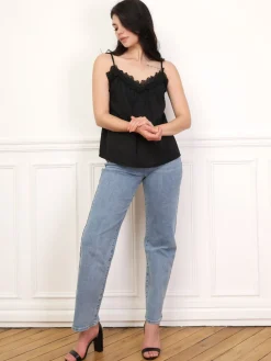Sale La Modeuse Caraco texturé à détail crochet Noir