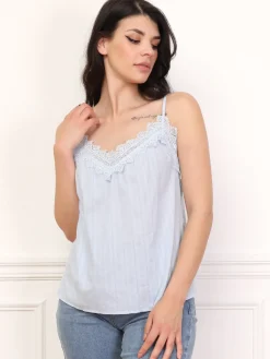 Discount La Modeuse Caraco texturé à détail crochet BleuClair