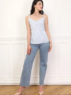 Discount La Modeuse Caraco texturé à détail crochet BleuClair