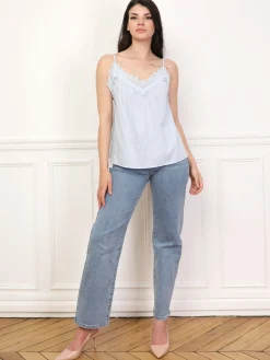 Discount La Modeuse Caraco texturé à détail crochet BleuClair