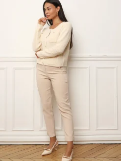 Outlet La Modeuse Cardigan à boutons dorés et poches Beige