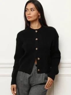 Discount La Modeuse Cardigan à boutons marbrés Noir
