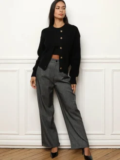 Discount La Modeuse Cardigan à boutons marbrés Noir