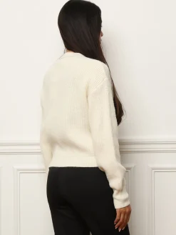 Hot La Modeuse Cardigan à boutons marbrés Ecru