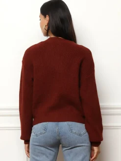 Best La Modeuse Cardigan à boutons marbrés Bordeaux