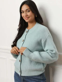 Sale La Modeuse Cardigan à boutons marbrés BleuClair