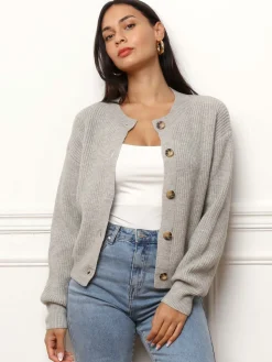 Sale La Modeuse Cardigan à boutons marbrés Gris