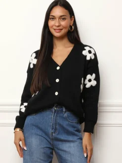Clearance La Modeuse Cardigan à imprimé fleuri