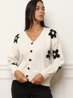 Online La Modeuse Cardigan à imprimé fleuri