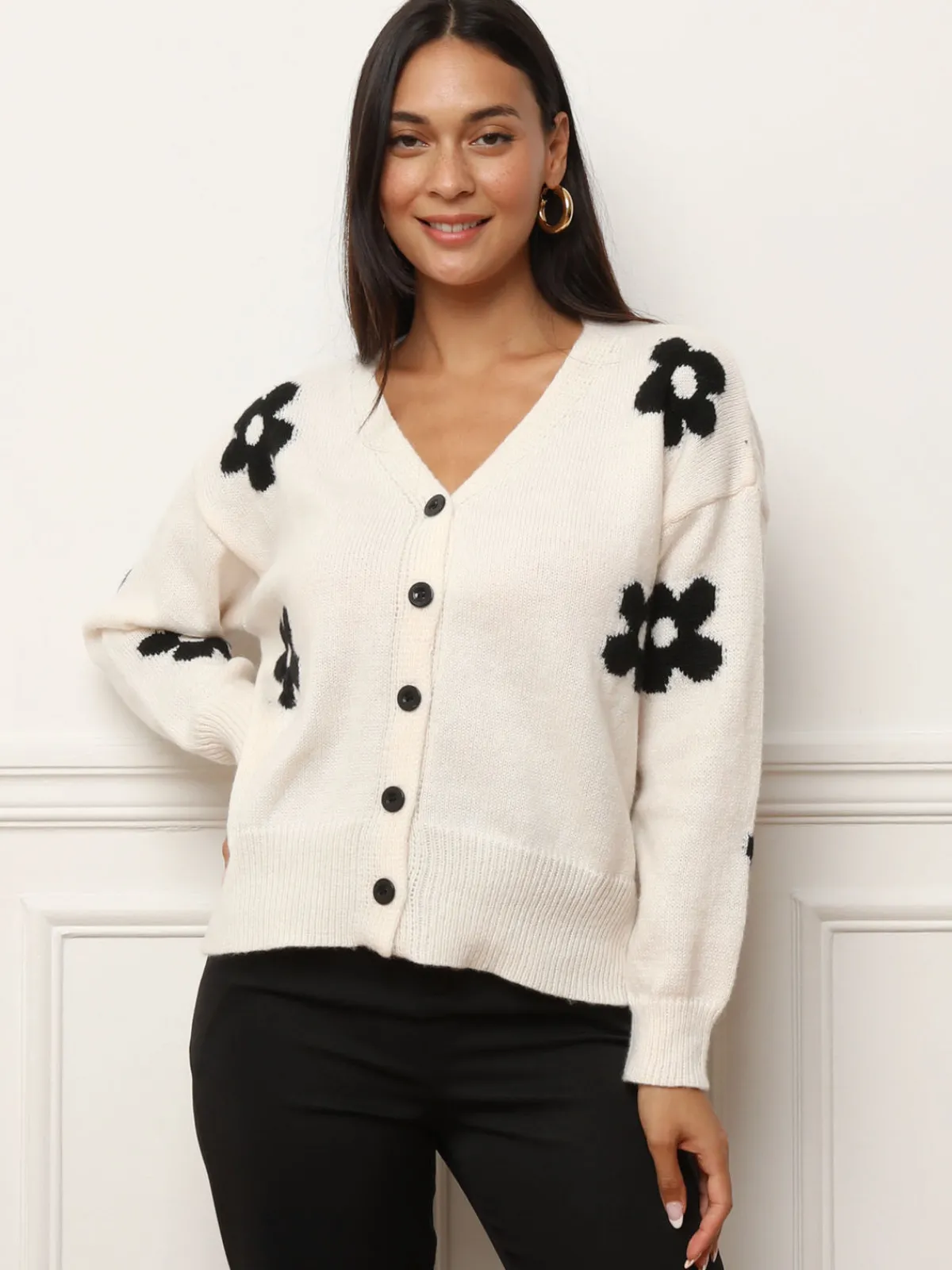 Online La Modeuse Cardigan à imprimé fleuri