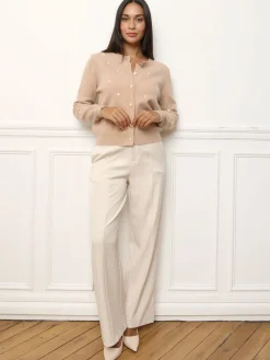 Discount La Modeuse Cardigan à petits c艙urs brodés Taupe