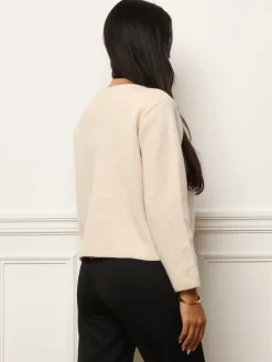 Online La Modeuse Cardigan à poches et boutons perles Beige