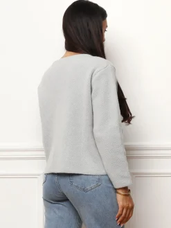 Best La Modeuse Cardigan à poches et boutons perles Gris