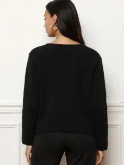 La Modeuse Cardigan à poches et boutons perles Noir