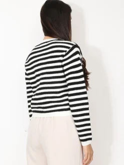 Best La Modeuse Cardigan à rayures et boutons dorés