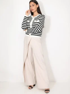 Best La Modeuse Cardigan à rayures et boutons dorés